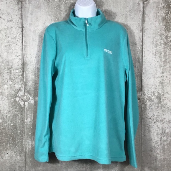 Regatta Womens Micro Fleece Size 12 Lightweight Pullover Turquoise 1/4 Zip Gorp - Picture 15 of 15